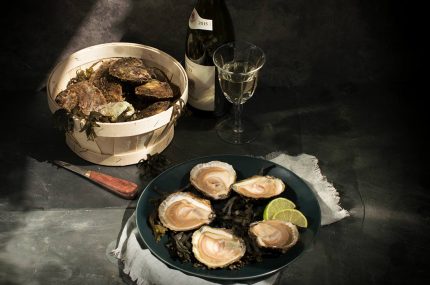Mike O'Tool Galway Native Oysters with wine